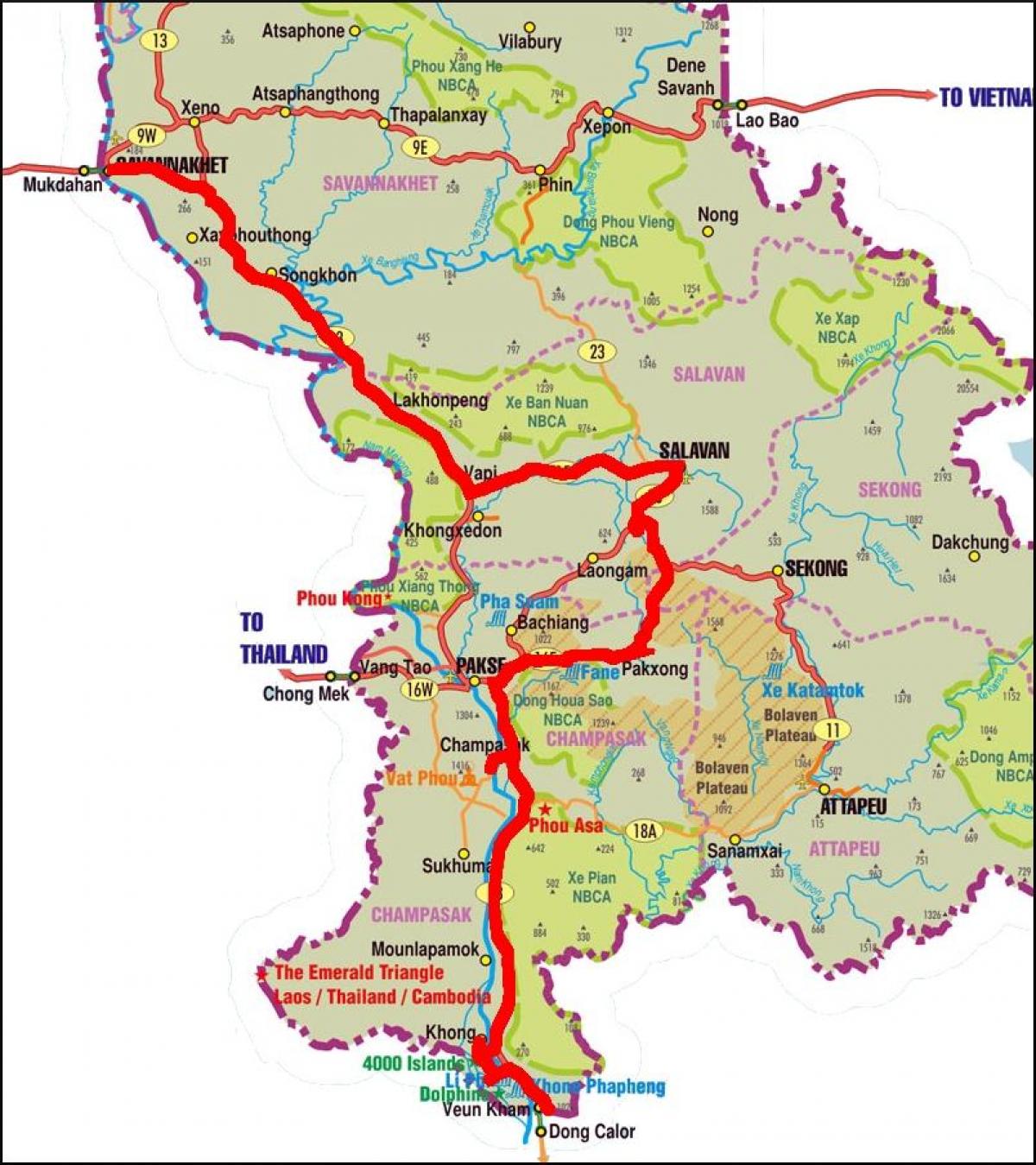 Karta саваннакхет Laos