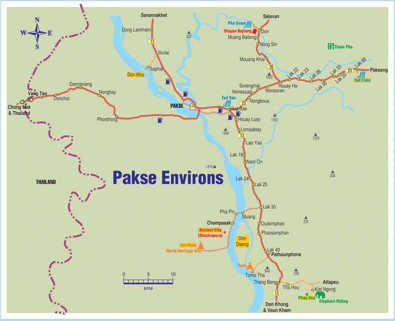 Karta паксе Laos