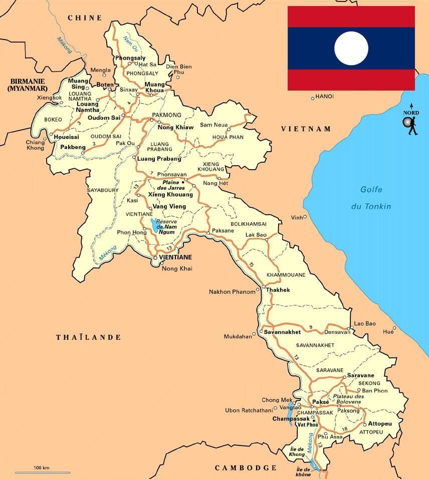 Karta Južnog Laos