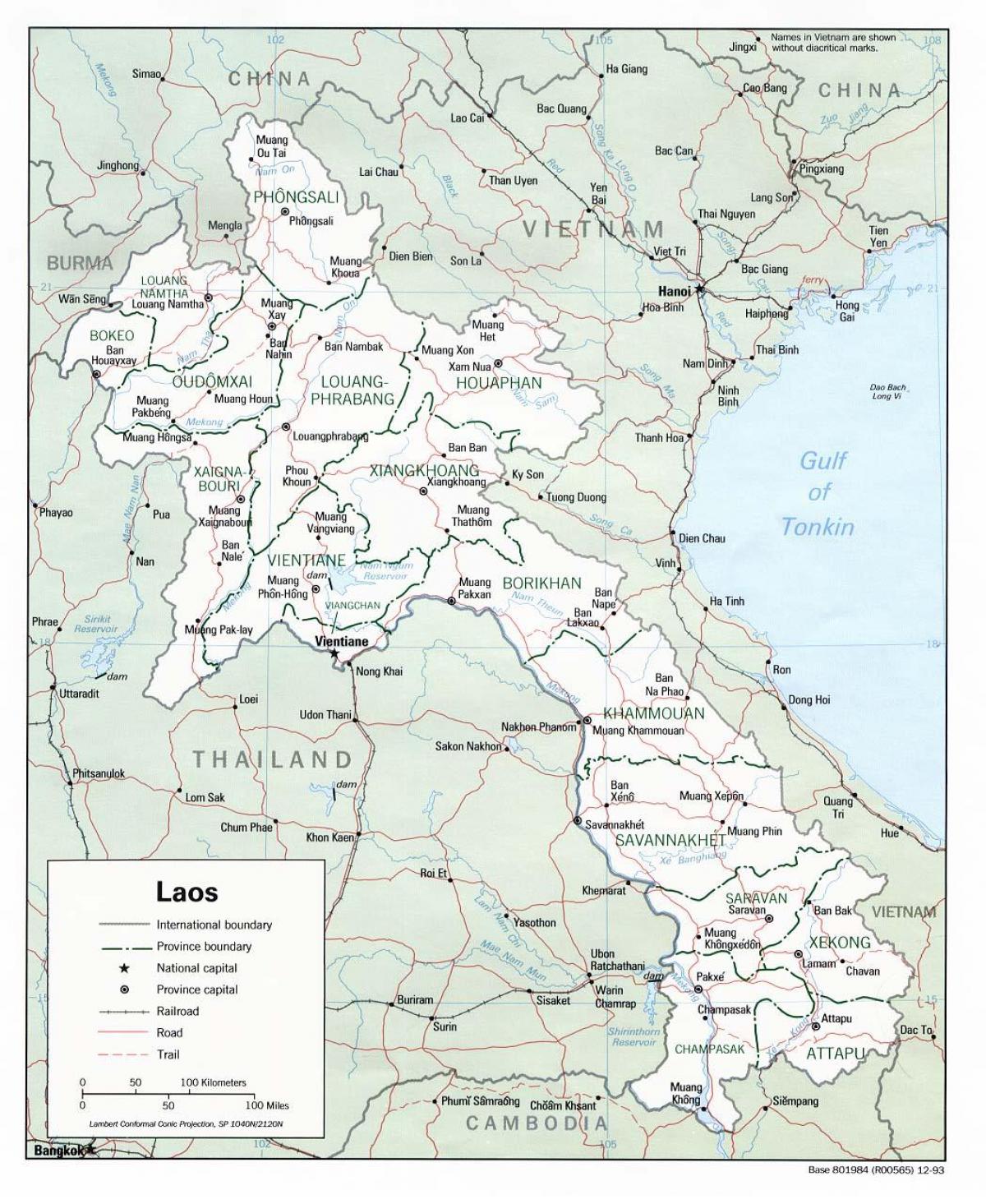 Laos kartica s gradovima
