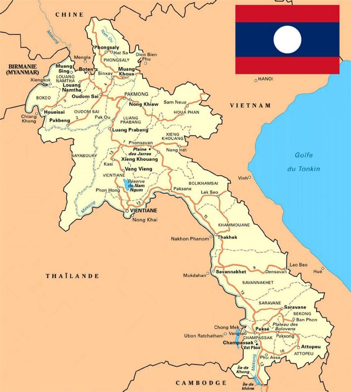 detaljna karta Laos