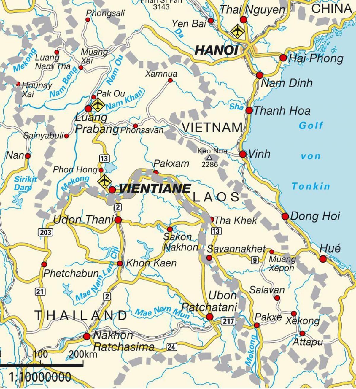zračne luke Laos na karti